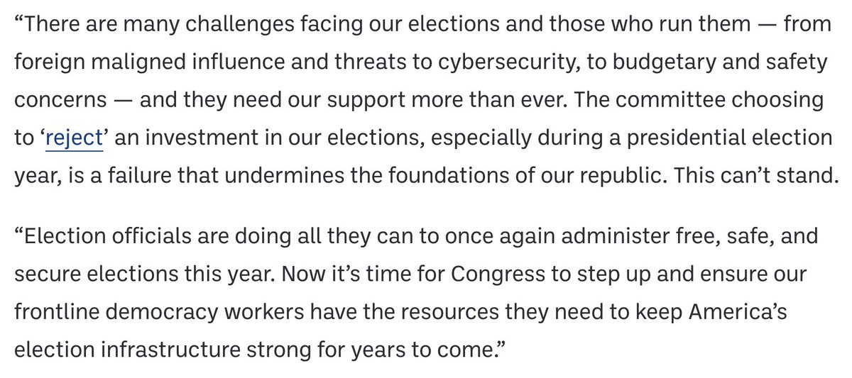 Read our statement In response to today’s House Appropriations Committee FY2025 markup from Issue One’s Director of Election Protection <a href="/CarahOng/">Carah Ong Whaley</a>: issueone.org/press/rejectin…