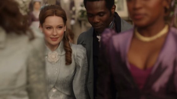 hcsiequake's tweet image. francesca I SEE YOU looking at michaela 🤭🤭 #BRIDGERTON