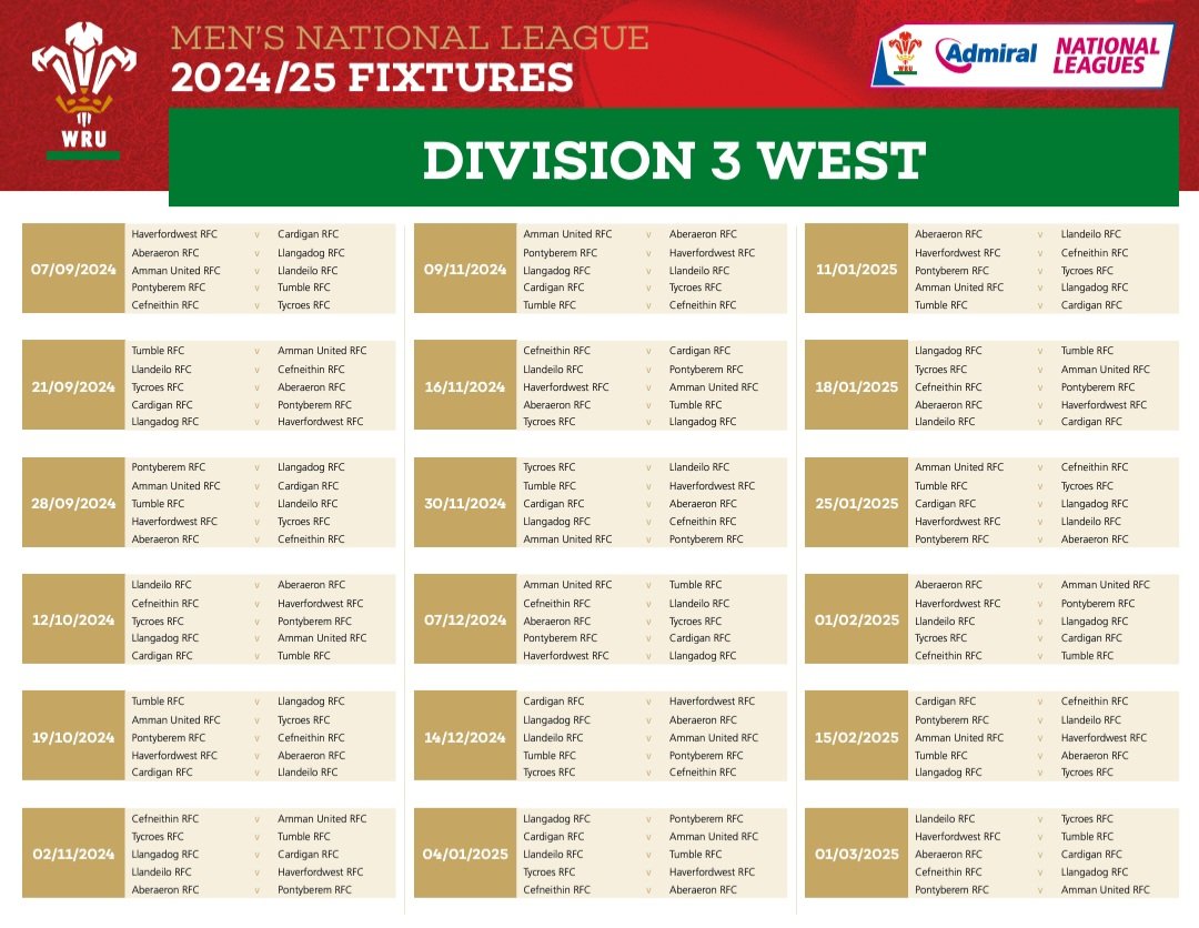 Mae'r gemau ar gyfer y tymor newydd mas. Am ffordd i ddechrau, taith i'n hen ffrindiau o lawr y ffordd Pontyberem. 

The fixtures for the new season have been released. What a way to start, a trip to our old friends from down the road Pontyberem 

#YmlaenYPiod 

⚫️⚪️🏉