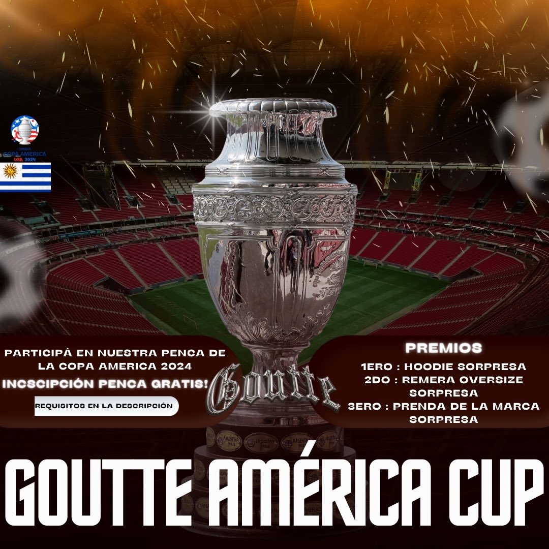 JuanIGallegos_'s tweet photo. Amigos, les dejo una Penca para la Copa América de ingreso gratis y con muy buenos premios. 

Los requisitos para entrar lo encuentran en @goutte_uy en Instagram!  

Link de ingreso: https://t.co/9tHrldciYB https://t.co/svdkRW1eLf