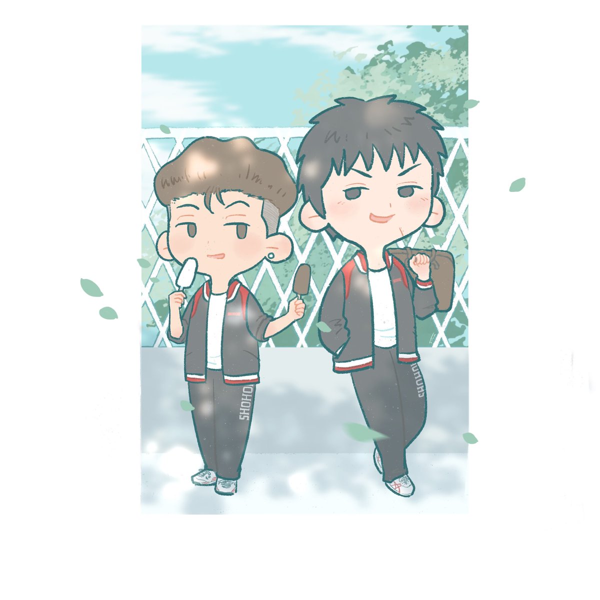 #태섭대만
#リョ三
汽水一样明亮的初夏
“要吃雪糕吗？”