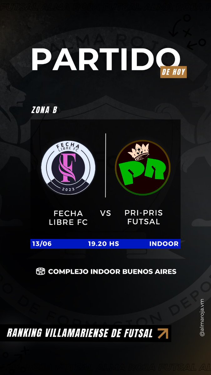 En poco menos de 1 hora estaremos jugando nuestra segunda fecha en la division b, a levantar cabeza que esto recien comienza! 
Estaremos actualizando info👀

#GoPriPris
