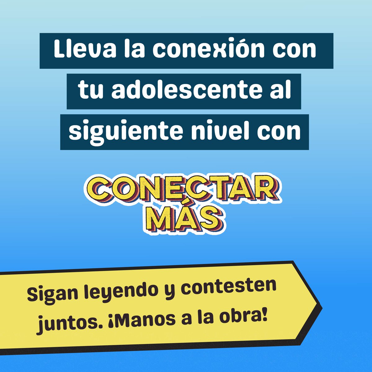 FwdTogetherCO's tweet photo. ¡Fortalece tu lazo con tu adolescente! Exploren Conectar Más: deslicen sobre la pantalla para responder a las preguntas, anoten sus respuestas y compárenlas. Para seguir divirtiéndose, jueguen la versión completa en línea.

https://t.co/lUFxVegLhT https://t.co/OxhTJ9OYcx