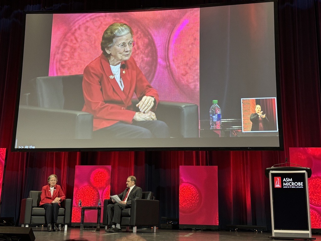 Dr. Rita Colwell, recipient of the esteemed ASM 2024 Lifetime Achievement Award, discusses her exceptional contributions to the field of microbiology with Dr. James Kaper. Learn about some of Dr. Colwell's great discoveries in Vibrio cholerae: asm.org/Podcasts/MTM/E… #ASMicrobe