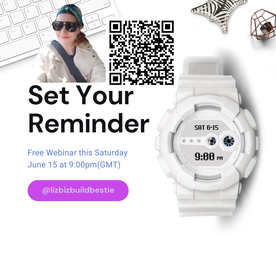 bizbuildbestie's tweet image. Just a friendly reminder my upcoming webinar "Unlock Canva Secrets: Create Professional Graphics Without Hiring A Designer" is happening this Saturday. 

📲 Scan the Qr code or send me a Dm to register 

See you there!

#webinar #canva #designskills