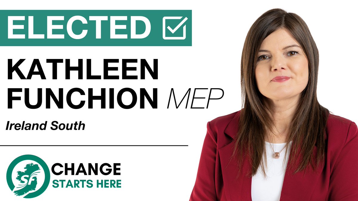 sinnfeinireland's tweet photo. Kathleen Funchion MEP elected in Ireland South https://t.co/YXbLquCtmE