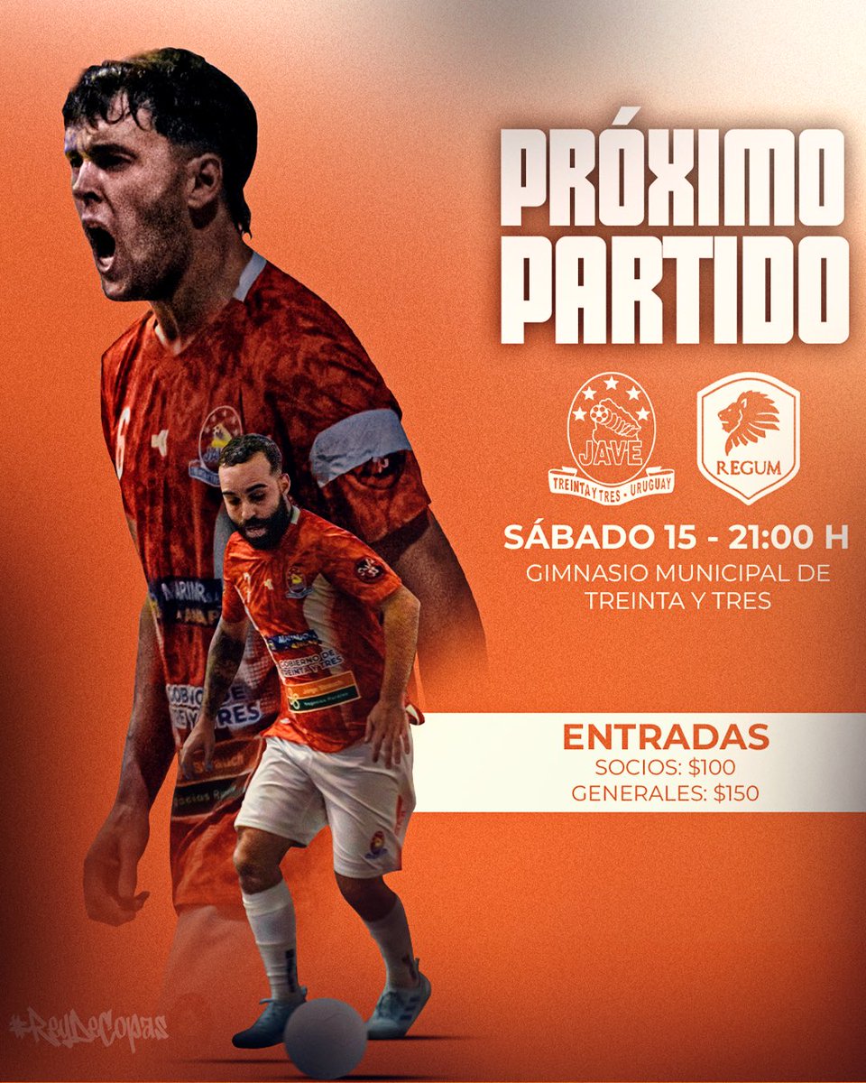 ClubJaveFutsal's tweet photo. 𝗡𝗼𝘀 𝘃𝗲𝗺𝗼𝘀 𝗲𝗻 𝗰𝗮𝘀𝗮! 🔜🍊

Este sábado enfrentaremos al conjunto de Regum (Montevideo), 21:00 te esperamos en el Municipal para vivir un gran partido! 

#ReyDeCopas 🧡 https://t.co/18CAYrhADs