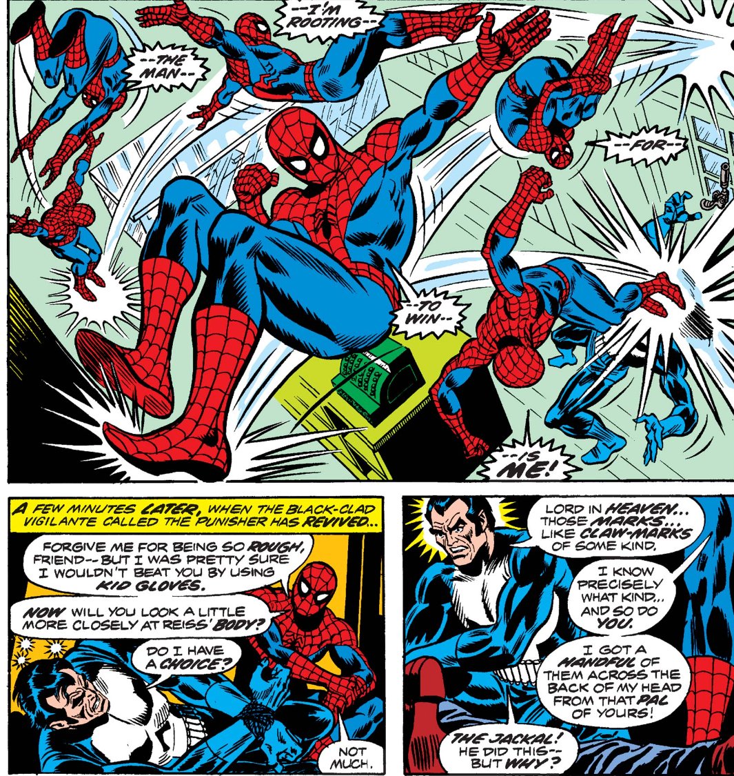 MarvelADay's tweet photo. #MarvelADay #ASM129
Spidey and the Punisher part peacefully, but not exactly on good terms. This could be the beginning of a beautiful frenemyship. Meanwhile, the Jackal swears to destroy Spider-Man. We've never heard that one before!
JH https://t.co/JNh4qETWHR