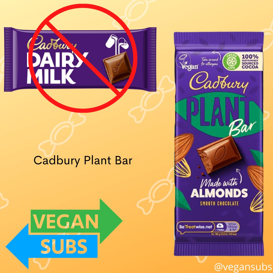VeganSubs's tweet photo. Since going vegan have you missed Cadbury Dairy Milk? Then you need to try Cadbury Plant Bar! https://t.co/sNu0RCdPAd