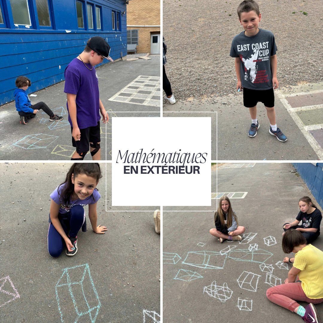 Quoi de mieux que de faire des mathématiques dehors avec des craies? Les 5e années ont pu joindre l'utile à l'agréable en cette fin d'année scolaire!