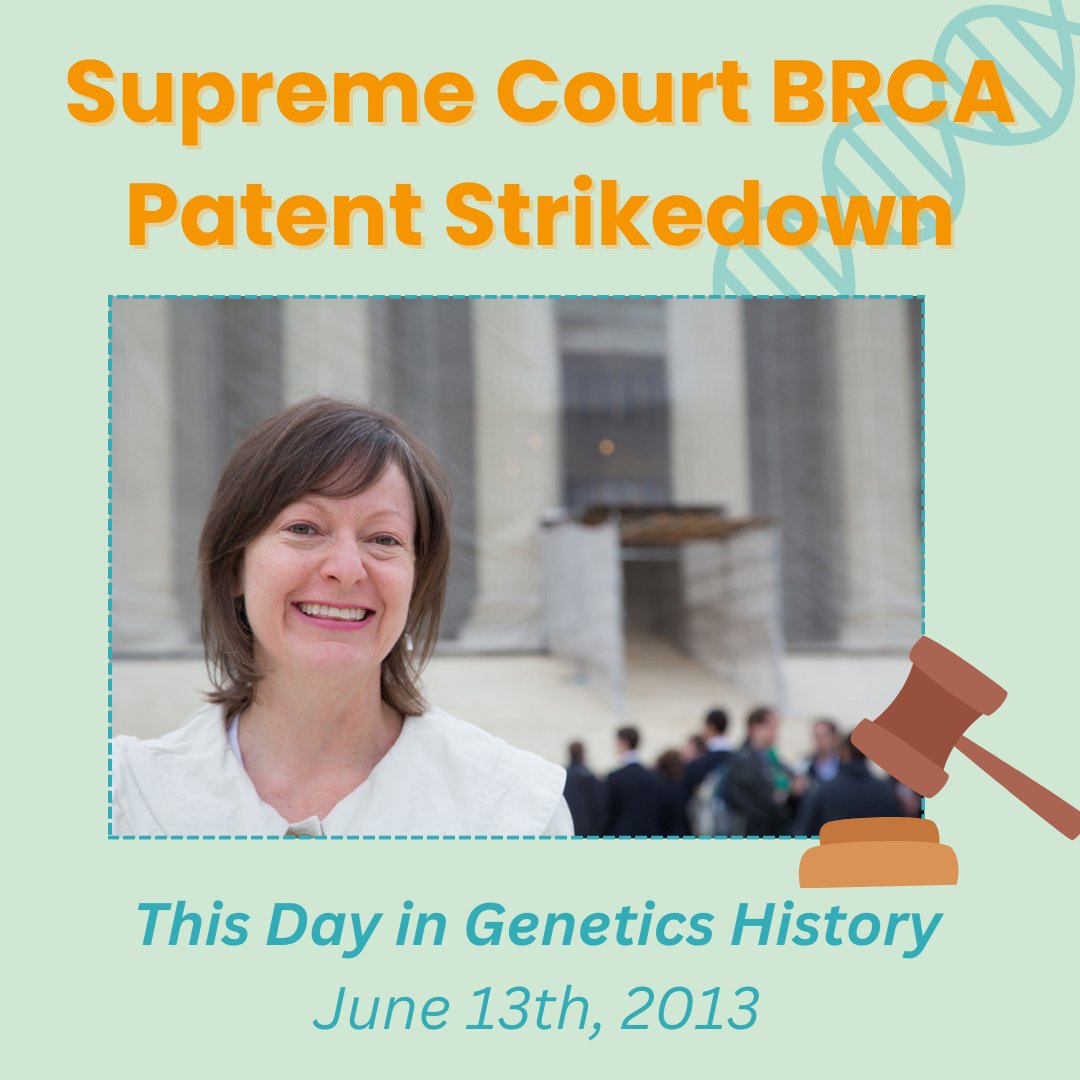 MyGeneCounsel's tweet photo. On this day 11 years ago, #SCOTUS ruled against the patenting of #BRCA and other genes. This ruling paved the way for increased innovation and accessibility in #genetics. #genechat #precisionmedicine @EllenMatloff @ACLU https://t.co/o6NatXQ03d