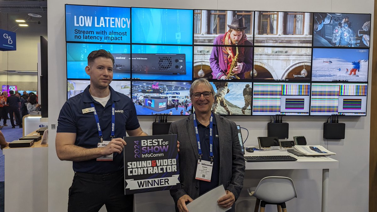 MatroxVideo's tweet image. Exciting news! 🎉

Our new Matrox Mura distributed #videowall appliance has won an #InfoComm2024 Best in Show Award from @SVC_Online 

#AVTweeps #ProAV #AVoIP