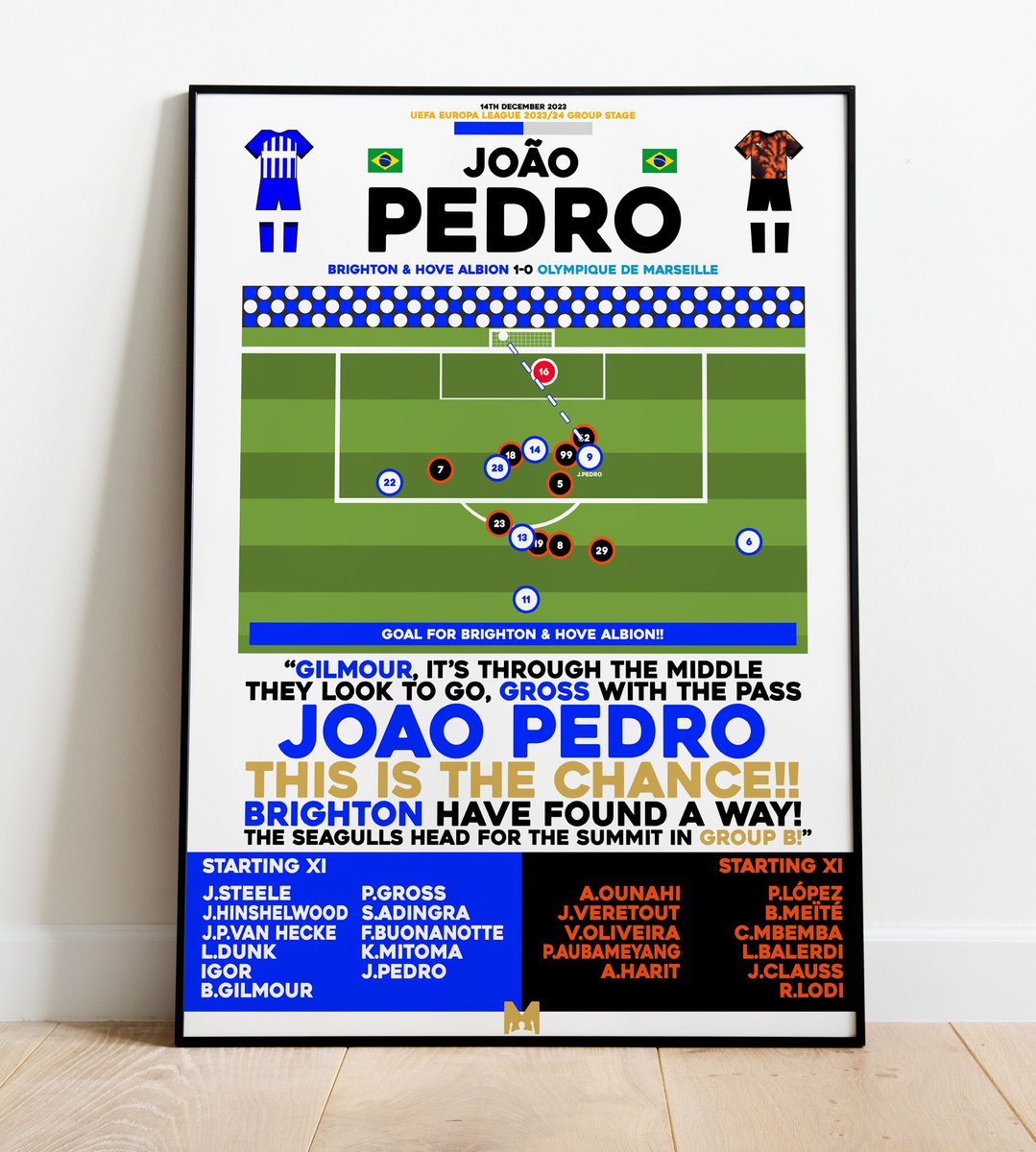 TalkSeagulls's tweet photo. ⭐️FRAMED PRINT GIVEAWAY⭐️

We’ve partnered with our friends at @MezzalaDesigns to giveaway some special moments in Albion History🔵⚪️

To enter you must: 
🤝 Follow @TalkSeagulls &amp; @MezzalaDesigns 
🔄 Retweet this Post
🏷️Tag a Friend
 
#BHAFC https://t.co/554oPrdicP