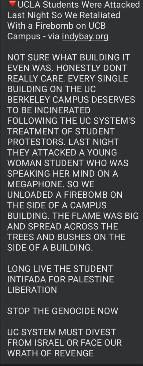 not sharing the link but you can look this up on indybay. re: solidarity with palestinian resistance &amp; UCLA students.
