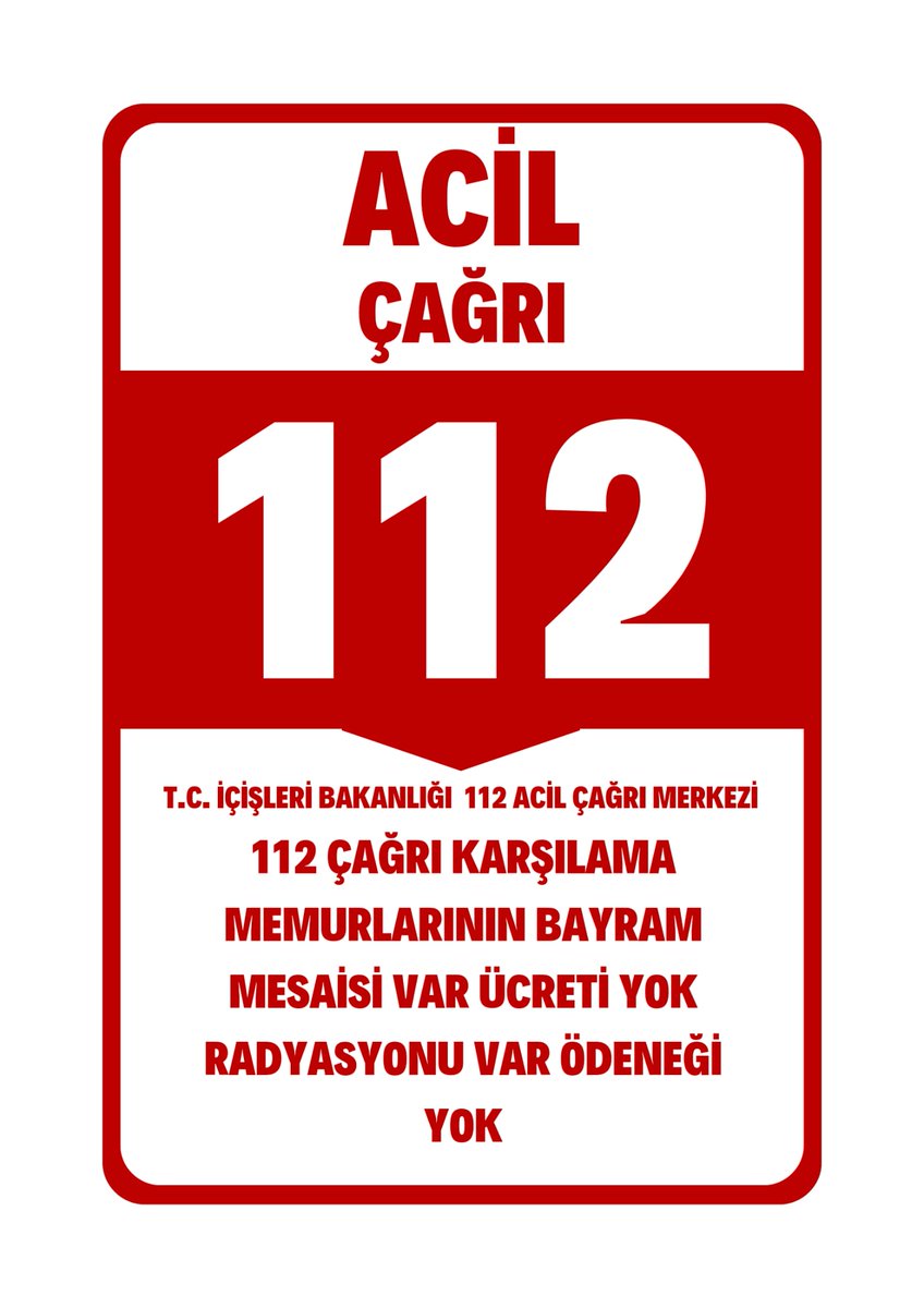 112 Çağrı Karşılama Memurlarının Bayram Mesaisi Var, Ücreti Yok! Radyasyonu Var, Ödeneği Yok!!

#112AcilCagrımVar