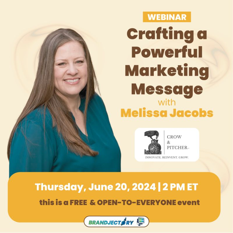 Another <a href="/Brandjectory/">Brandjectory</a> opportunity to learn from the #CPG experts!

Melissa Jacobs, Crow &amp; Pitcher, will share insights on connecting with consumers across demographics &amp; channels, for traction &amp; customer loyalty! 

This is a FREE, OPEN-TO-EVERYONE webinar! lnkd.in/gPG2_WGQ