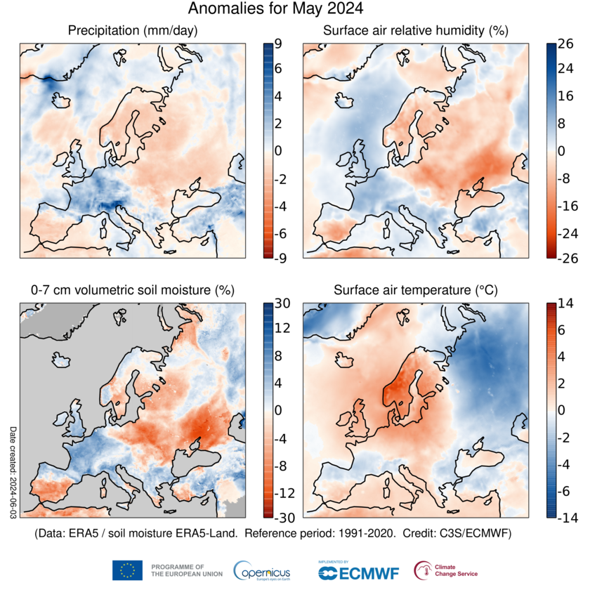 SamCohenSalmon's tweet photo. Et pendant ce temps là, les extrêmes continuent de monter🌡️

En Mai 2024, la T°C sur #Terre était de 15.91°C soit +1.52°C par rapport à la période pré-industrielle.
Sur les 12 derniers mois, les T°C étaient à +1.62°C.

Qui propose vraiment de répondre à cette urgence?
#climat https://t.co/Flsydoklsr