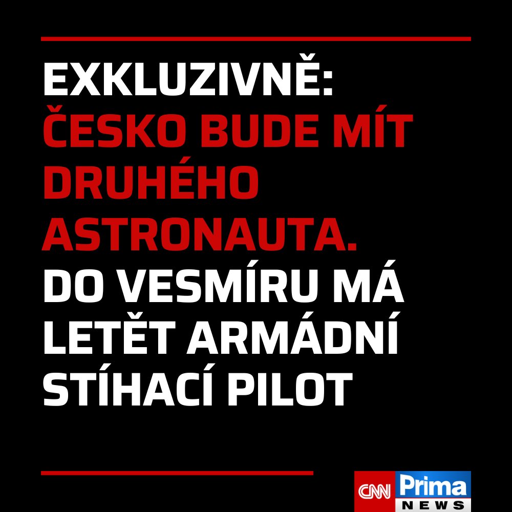 CNNPrima's tweet photo. Téměř po půl století vyšle Česká republika do vesmíru svého člověka. Po Vladimíru Remkovi se má stát druhým Čechem v kosmu armádní stíhací pilot Aleš Svoboda. Podle Martina Kupky se více než miliardová investice mnohonásobně vrátí. Více ZDE: https://t.co/wTbrV91flJ https://t.co/dYZQ9Wy2HY