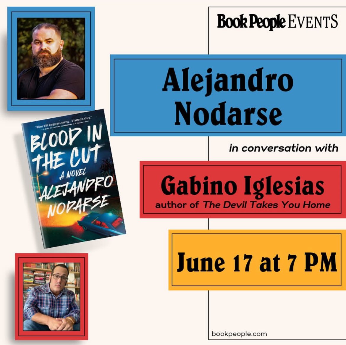 Gabino_Iglesias's tweet photo. Come out to @BookPeople next Monday to hang out with @Nodarse and yours truly! https://t.co/HTGuwAKPLI