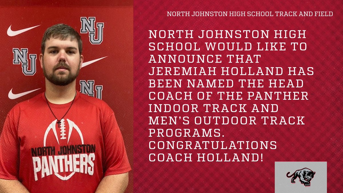 . <a href="/HollandCoach/">Jeremiah Holland</a> , a @NJHS_Panther alumnus, will take over both Panther Track and Field programs. He is moving to the position after serving as the assistant track coach for the past three years.