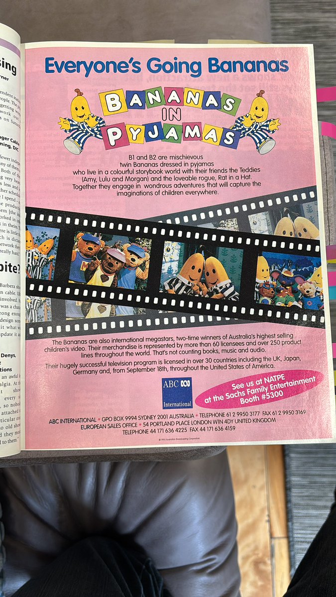 kidscreen's tweet photo. Some other highlight from the first issue (the more things change, as the old expression goes + an ad for #BananasinPyjamas, which was a favourite of mine as a preschooler) https://t.co/OeTrbvOSrv