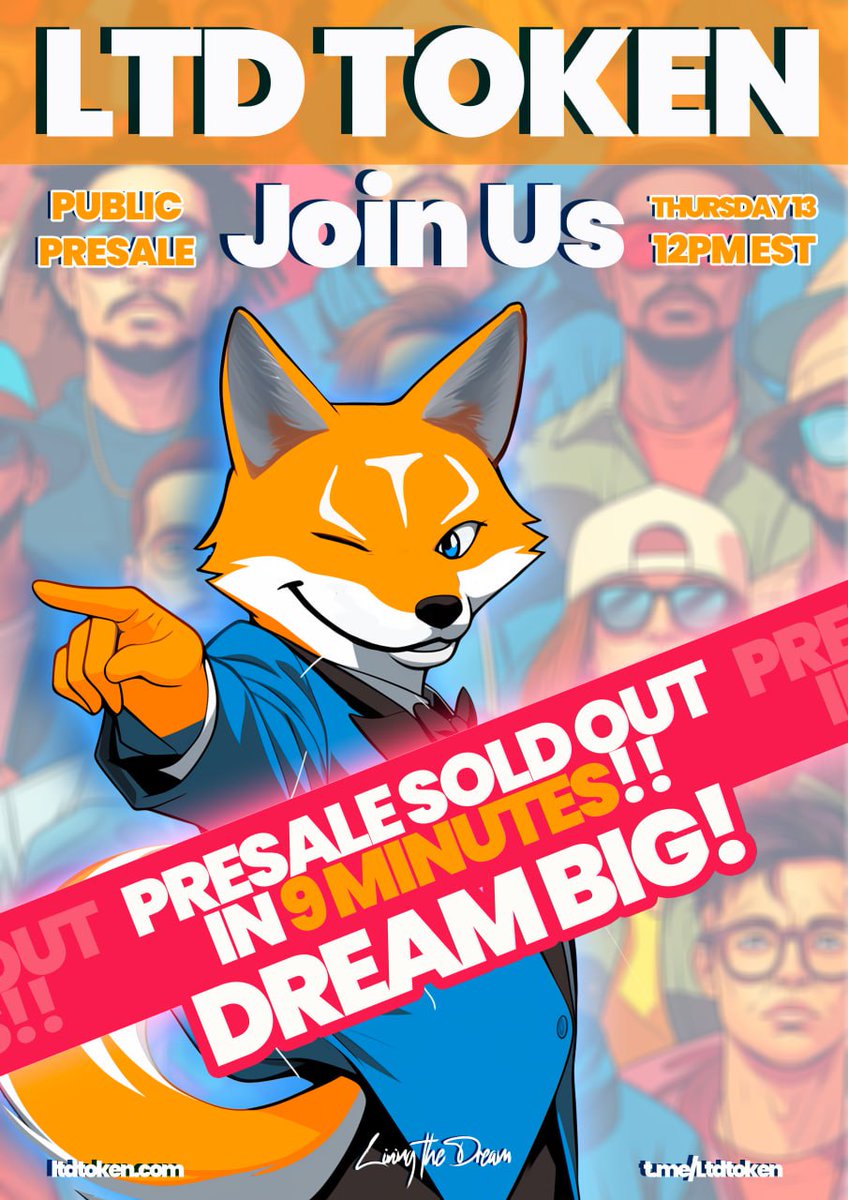 Hey #SHIBARMY 

For those of you who were unable to participate in the $LTD presale drop a comment below. 

20 of you will be randomly selected for $250 in $LTD tokens.

#DREAMCHASERS #LIVINGTHEDREAM