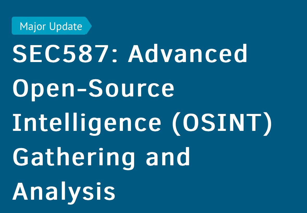 dutch_osintguy's tweet photo. We (@matt0177 and myself) just did a MAJOR update for the @SANSInstitute #SEC587 6 day advanced #OSINT Course. Check out the syllabus here: https://t.co/RC8uTkuXvB https://t.co/88tJBNQB3l