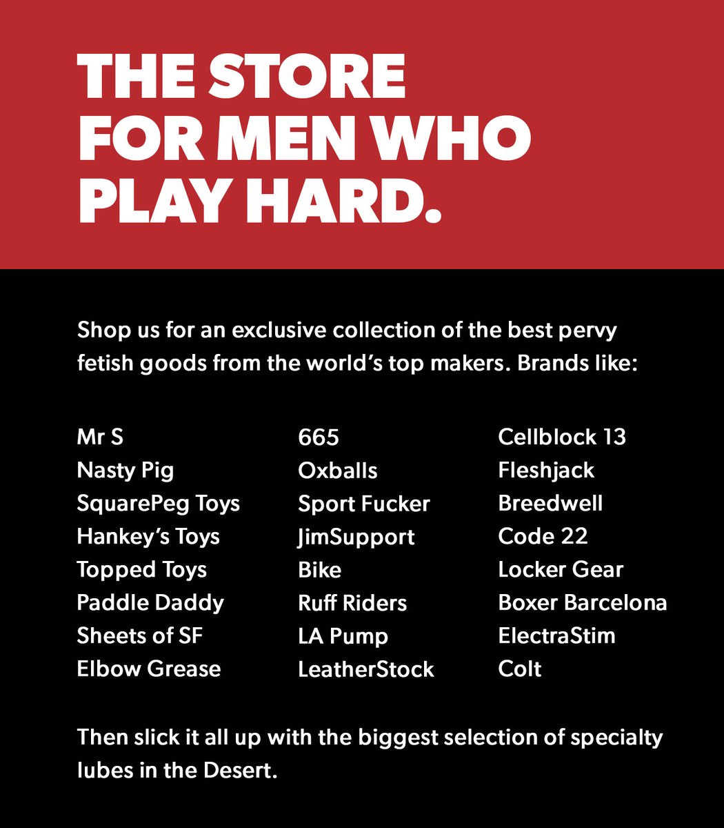 Thanks <a href="/gearleather/">Gear Leather</a> for donating some really great raffle prizes again this year! Check out their great pervy fetish gear, toys and clothes! 650 E Sunny Dunes Rd, Palm Springs