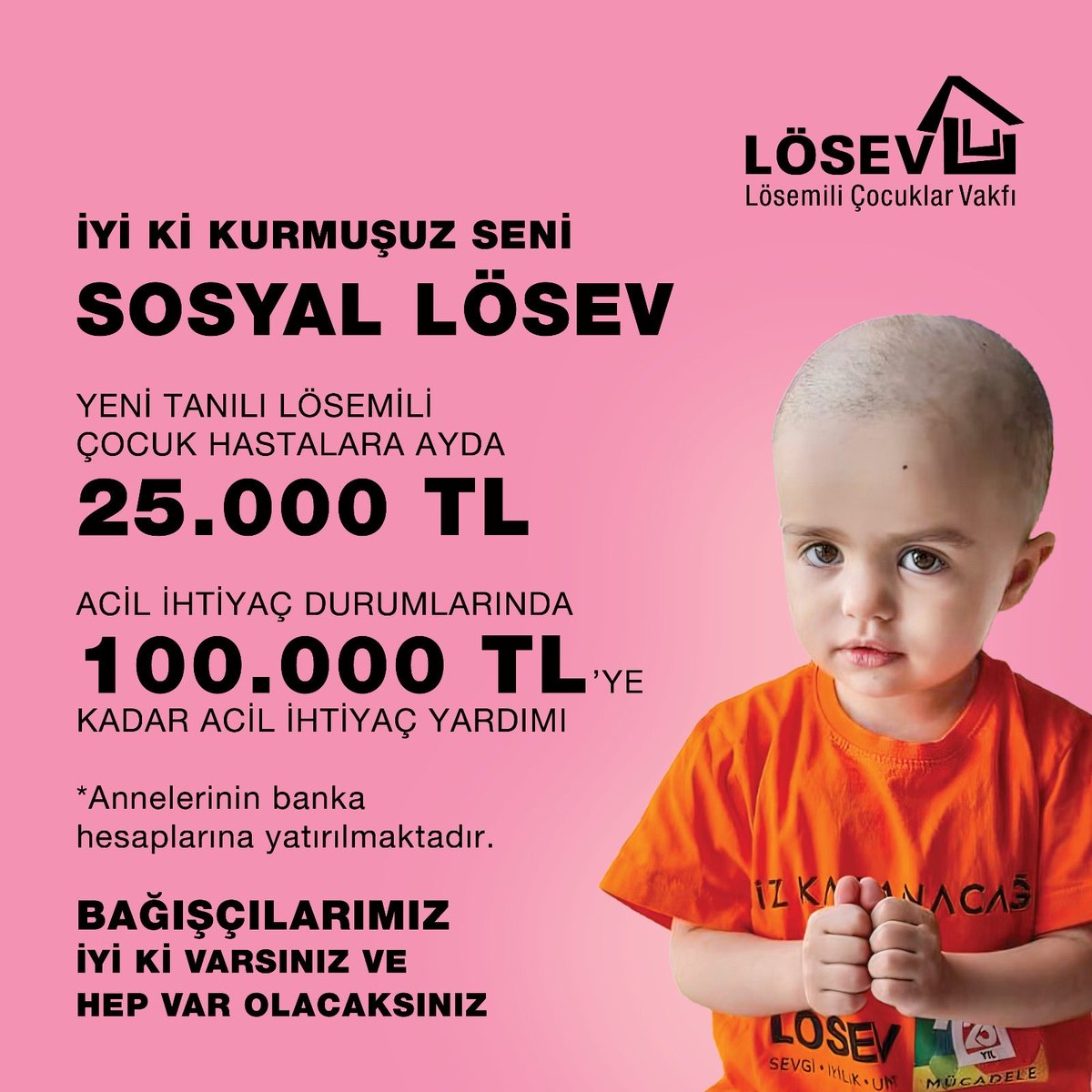 ustunezer's tweet photo. Evinin elektriği kesilmiş,
günlerdir soğan bulgur yiyen,
Hastaneye gidecek yol parası olmayan,
Verdiğimiz taze etleri koyacak buzdolabı bulunmayan , 
Tıp fakültesinde istenen muayene ücretini ödeyemeyen
ON BİNLERCE LÖSEMİLİ YAVRUMUZA MÜJDELER OLSUN.
Siz üzülmeyin,
LÖSEV’iniz VAR! https://t.co/qBUOKe4m8H