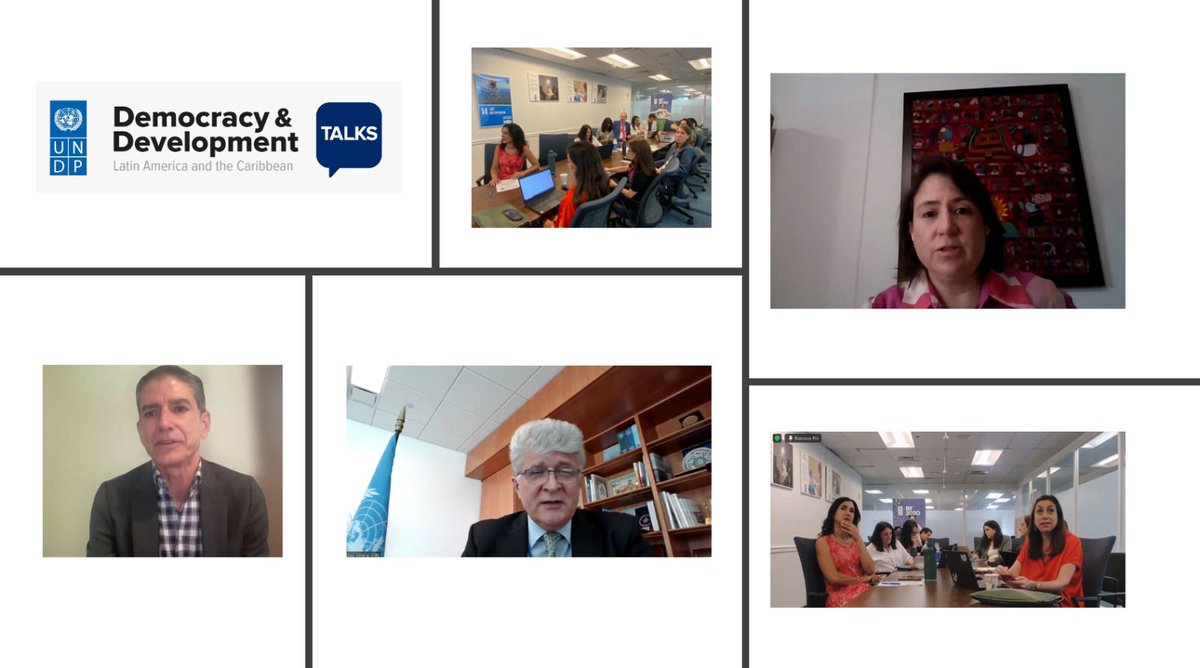 MichMuschett's tweet photo. Our Democracy &amp; Development Talks continue, this time we had the privilege to exchange with @JencaMiroslav, @FloresLauraE and regional @UNDPPA team 🇺🇳 on regional trends, elections, citizen security, migration and drivers of conflict. https://t.co/t1jG3VSibe