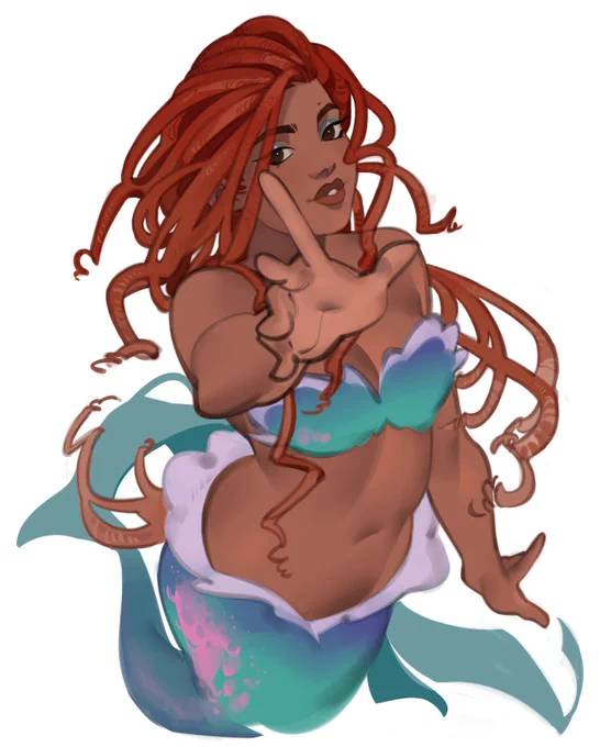 I found an old sketch with Ariel on my pc and decided to finish it  