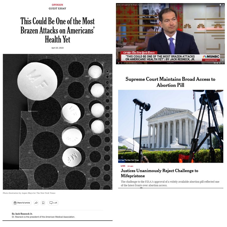 A victory to celebrate just as I finished my role at <a href="/AmerMedicalAssn/">AMA</a>. Wrote about this #Mifepristone case in <a href="/nytimes/">The New York Times</a> &amp; elsewhere, &amp; briefed at #SCOTUS, as a different rslt would have thrown <a href="/US_FDA/">U.S. FDA</a> drug approval process into chaos and further threatened access to repro health.