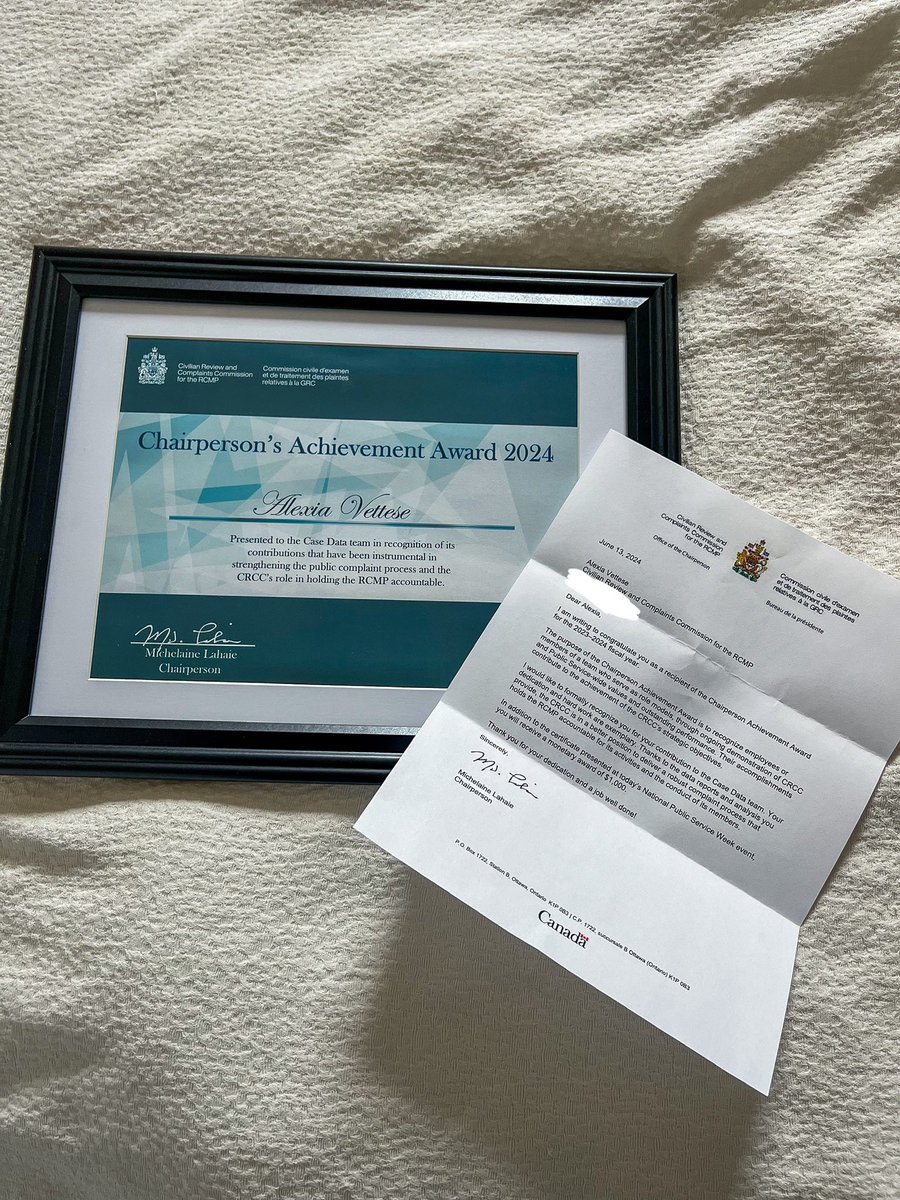 Very proud to announce I won a Chairperson’s Achievement Award along with my Case Data Team today during National Public Service Week! Huge thank you for everyone’s nominations🎉