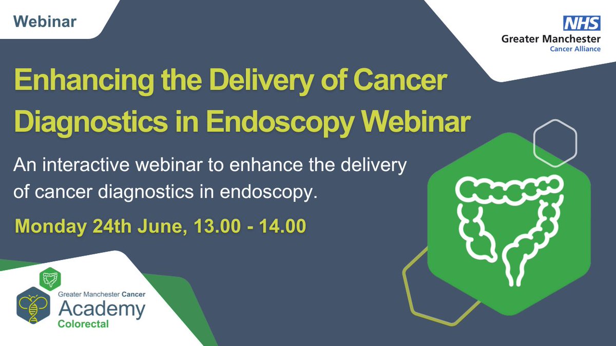 Are you a GM based Endoscopist? 

Join us on the 24 - June for the 'Enhancing the Delivery of Cancer Diagnostics in Endoscopy' webinar 💻 

Talks will focus on enhancing the delivery of cancer diagnostics in endoscopy.

Register here: bit.ly/3VhFrSG