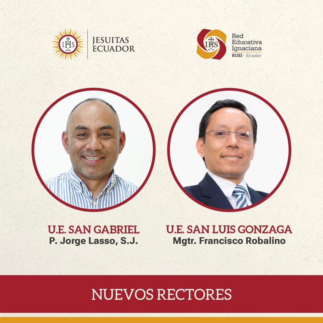 CSGQuito's tweet photo. El P. Provincial, Daniel de Ycaza, S.J., luego de un proceso minucioso de discernimiento, ha nombrado Rector de la Unidad Educativa San Gabriel al P. Jorge Lasso, S.J. y Rector de la Unidad Educativa San Luis Gonzaga al Mgtr. Francisco Robalino. https://t.co/duBSytDIbo