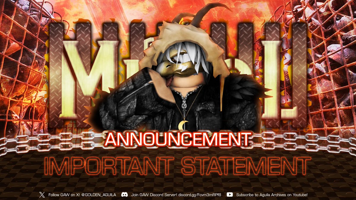 golden_aguila's tweet photo. 🔥FRIDAY NIGHT METAL?!?!🔥
A decision for the show to run on Friday is unexpected! Here are the cards:
- The Bird Guy Important Statement!
- Jistico in action against Mason R.
- AM Punk battles Rayden S.
- IC TITLE MATCH! Ripper J. vs. Johnny M.!

#GAW #GAWMetal https://t.co/Z8MNNUahII