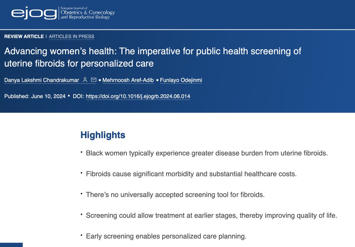 Jimi Odejinmi (@jimi_odejinmi) on Twitter photo Our latest article highlighting the need for a paradigm shift: Advancing women’s health: The imperative for public health screening of #fibroids for personalised care sciencedirect.com/science/articl… <a href="/FibroidFoun/">Fibroid Foundation</a> <a href="/MezAref/">Mez Aref </a> <a href="/whatdawndid/">Dawn Heels | Fibroids (16 removed) | Advocate 🇬🇧</a> <a href="/MaternityWX/">Whipps Cross Maternity</a> Our latest article highlighting the need for a paradigm shift: Advancing women’s health: The imperative for public health screening of #fibroids for personalised care sciencedirect.com/science/articl… <a href="/FibroidFoun/">Fibroid Foundation</a> <a href="/MezAref/">Mez Aref </a> <a href="/whatdawndid/">Dawn Heels | Fibroids (16 removed) | Advocate 🇬🇧</a> <a href="/MaternityWX/">Whipps Cross Maternity</a>