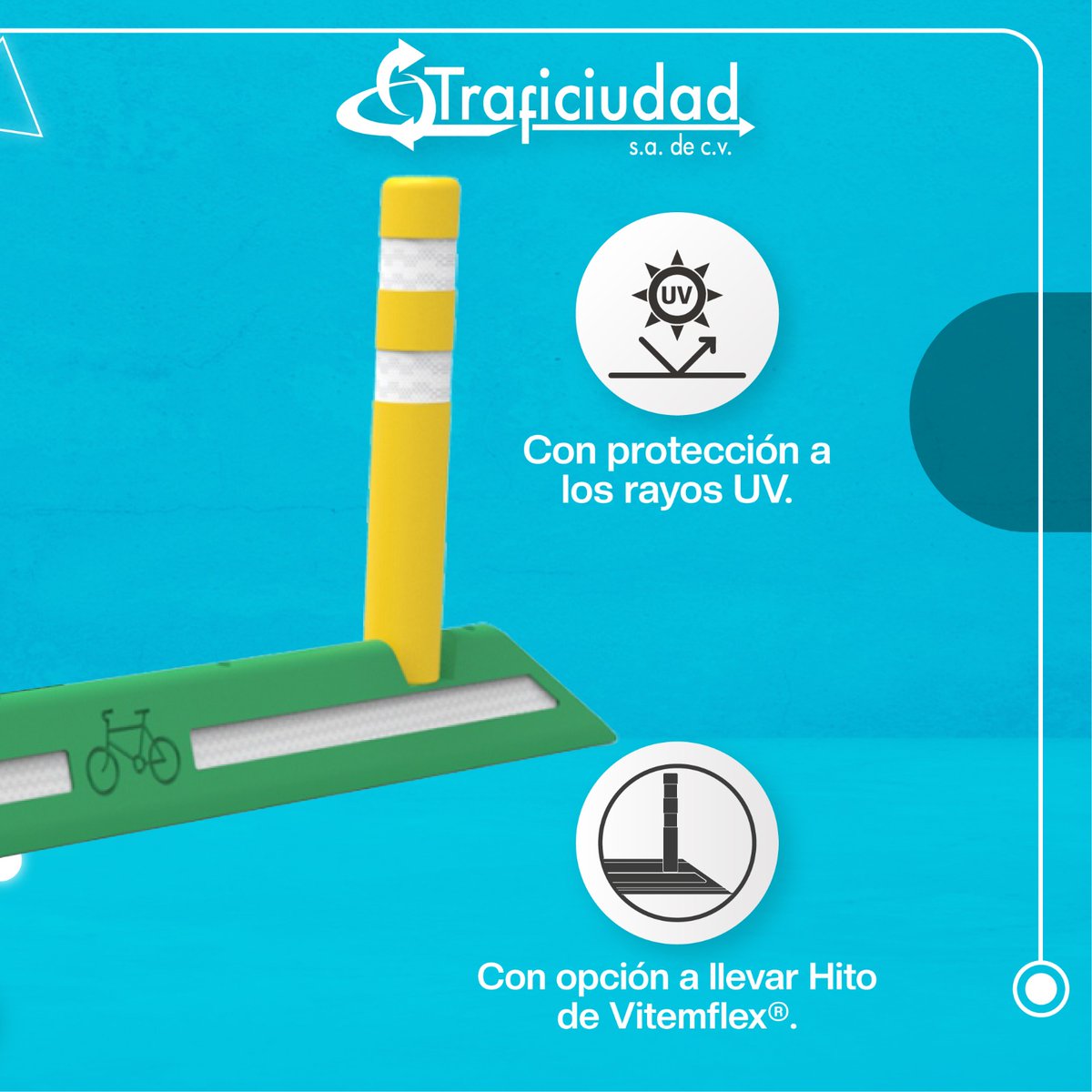 traficiudad's tweet photo. Ideal para #ciclovías, tiene áreas reflejantes en los #extremos y costados haciéndolos totalmente visibles para los #ciclistas y #vehículos. 🚏🚏 #SeguridadVial #urbano #TrabajosViales #CallesSeguras #Velocidad #Autos #callesconmemoria #Tráfico #ElonMusk #felizJueves #Nodal https://t.co/W4C9X4OdUY