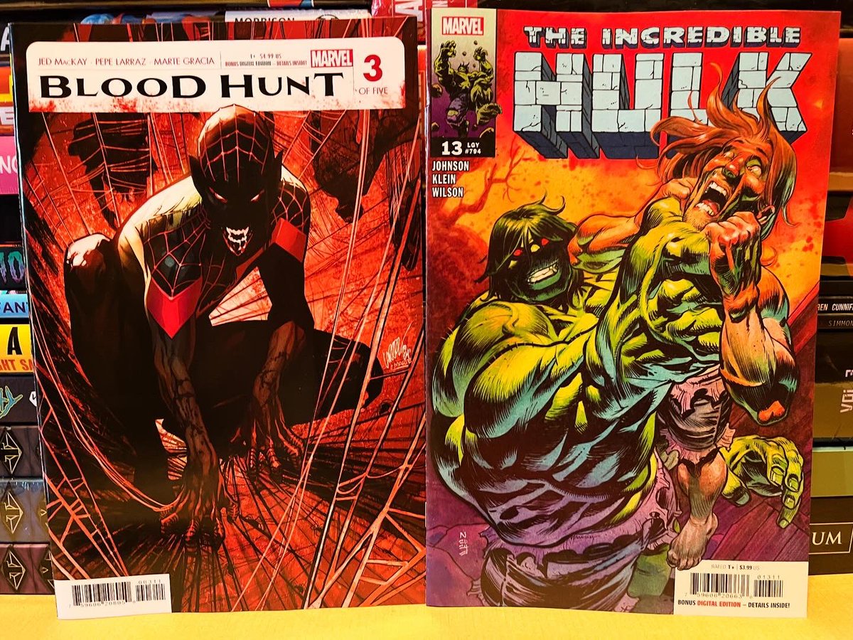 nerds_of_fun's tweet photo. New comics 6/12/24 part 1! #marvel #marvelcomics #bloodhunt #hulk #incrediblehulk #dc #dccomics #redhood #bluebeetle #image #imagecomics #geiger #plasticdeathanddolls #strangeacademy #spiderman #remotespace #aintnograve https://t.co/aMYpW7XxdA