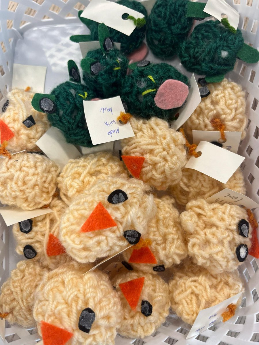 AinsdaleStJohns's tweet photo. Well done to our crochet queens for organising today’s sale and for making so many cute and cuddly creatures 🐱🐸🐤. The girls had a queue all lunchtime and lots of happy customers. They have made over £100 for their chosen charity just today! Well done girls 👏🏻 #ASJWay https://t.co/x2eutwBo0k