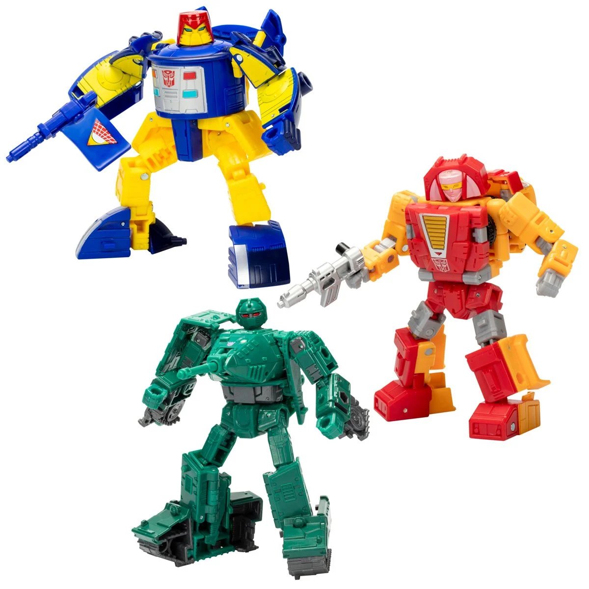 tfwiki's tweet image. Fresh from the distant planet GoBotron, it&apos;s Path Finder, Small Foot, and Treds! They got the original series logos and a new face for Small Foot! This set complements the existing Bug Bite &amp;amp; Road Ranger toys. (Plus Crasher, if you wanna be technical...) entertainmentearth.com/product/hsf965…