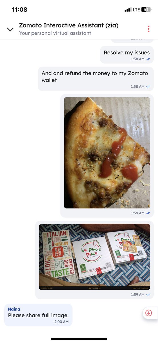 rameezansar0786's tweet image. "Hey @Zomato, found a hair in my pizza and requested a refund, but every time we chat, the conversation mysteriously ends! What's up with that? #CustomerService #RefundNeeded" @zomato @zomatocare 
Order no. 5870572796