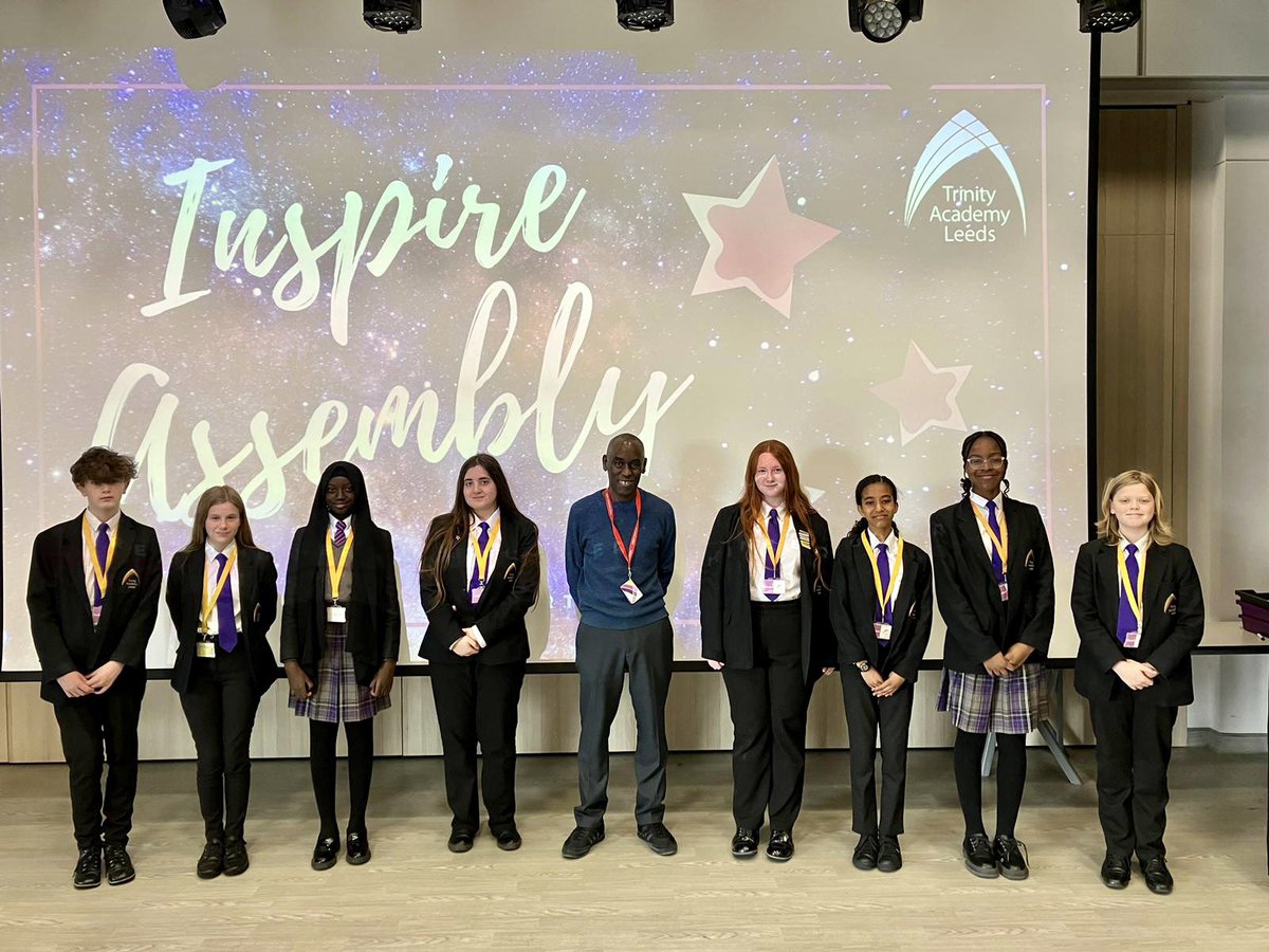 TrinityAcademyL's tweet photo. An incredible Inspire assembly today with a very special guest. 

Thank you to the incredible @brixtonbard for sharing your stories with us….we might just be obsessed with them! @NewPicturesLtd 

💜🌟 #readersareleaders https://t.co/XtyLXbLhSm