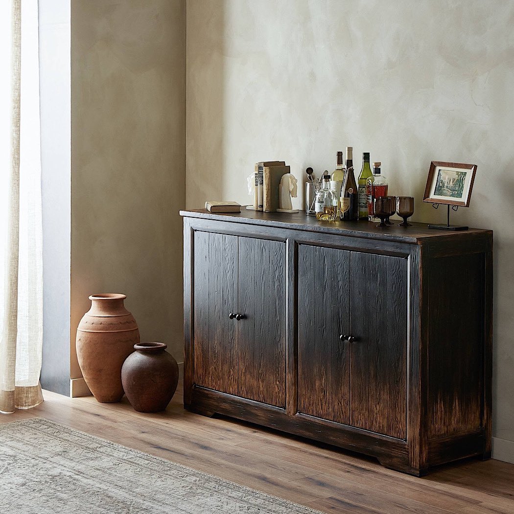 atticahome's tweet image. New arrival! Influenced by a Chinese antique, this grand-scale sideboard features a simple box frame with subtle leg and hardware details. A worn finish with hand-distressing and chipping throughout gives each piece the look of a handed-down heirloom. #halifax #novascotia