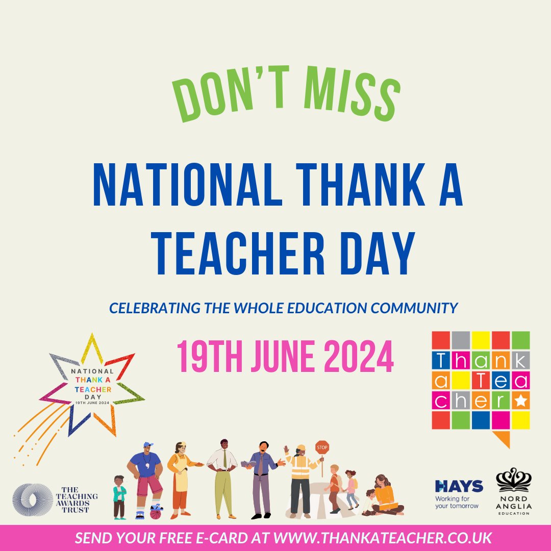 Next Wednesday is National Thank a Teacher Day. If you would like to thank a teacher, or a member of staff, please follow the link and send them a message
<a href="/Gospel_Oak_/">Gospel Oak School</a>
bit.ly/4emC6ZP
#ThankATeacher