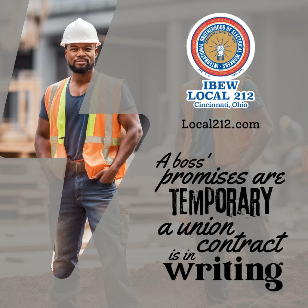 Together, we ensure fair wages, secure benefits, and safe working conditions. Stand strong with the union! #UnionStrong #IBEW #WorkersRights #JobSecurity #UnionProud #Solidarity