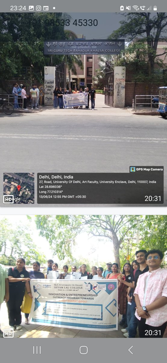 college_slc's tweet image. Today&apos;s outreach by Institutions Innovation Council, SLC, for Innovation n Entrepreneurship at Patel Chest Chowk, North Campus, Khalsa College, n Miranda House was a success! We gathered innovative ideas, raised awareness abt start-ups, awarded certificates to students!