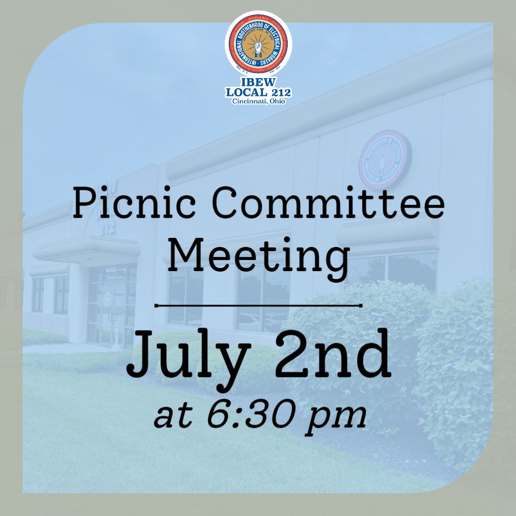 Mark your calendar! Picnic committee meeting on July 2 at the hall. Don't miss it!  #UnionStrong #IBEW #Community #Picnic #Salting