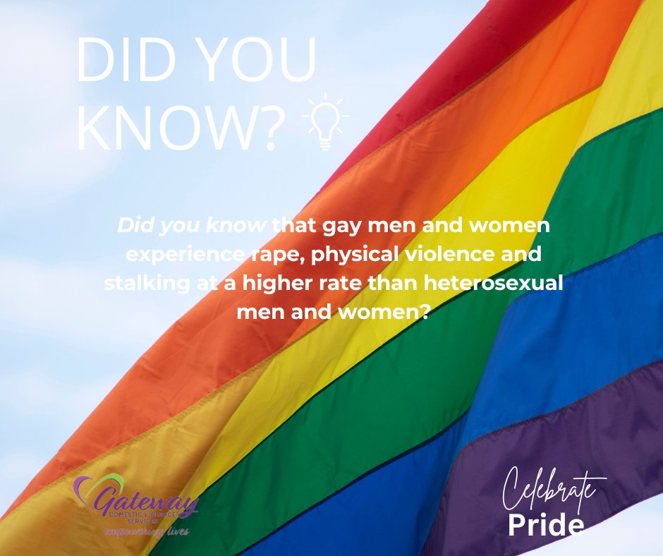Did you know that LGBTQ+ people are more likely to experience DV than their heterosexual peers?  Gateway is committed to providing life-saving shelter and support services to ALL people. If you or someone you know is in crisis, please call our 24/7 crisis line today: 303-343-1851