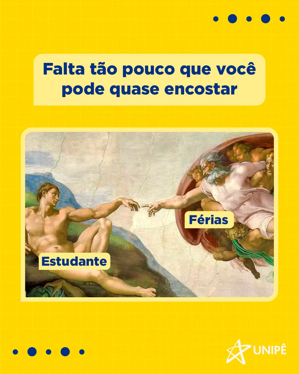 UnipeOficial's tweet photo. FALTA ISSO AQUI 🤏🏼
Já está sentindo o cheiro delas? As férias! Ah, que doce são. 🥰
Quem aí está com os planos feitos para aproveitar o tempo de descanso que vem aí? 😎 https://t.co/XvfxnVhiY6